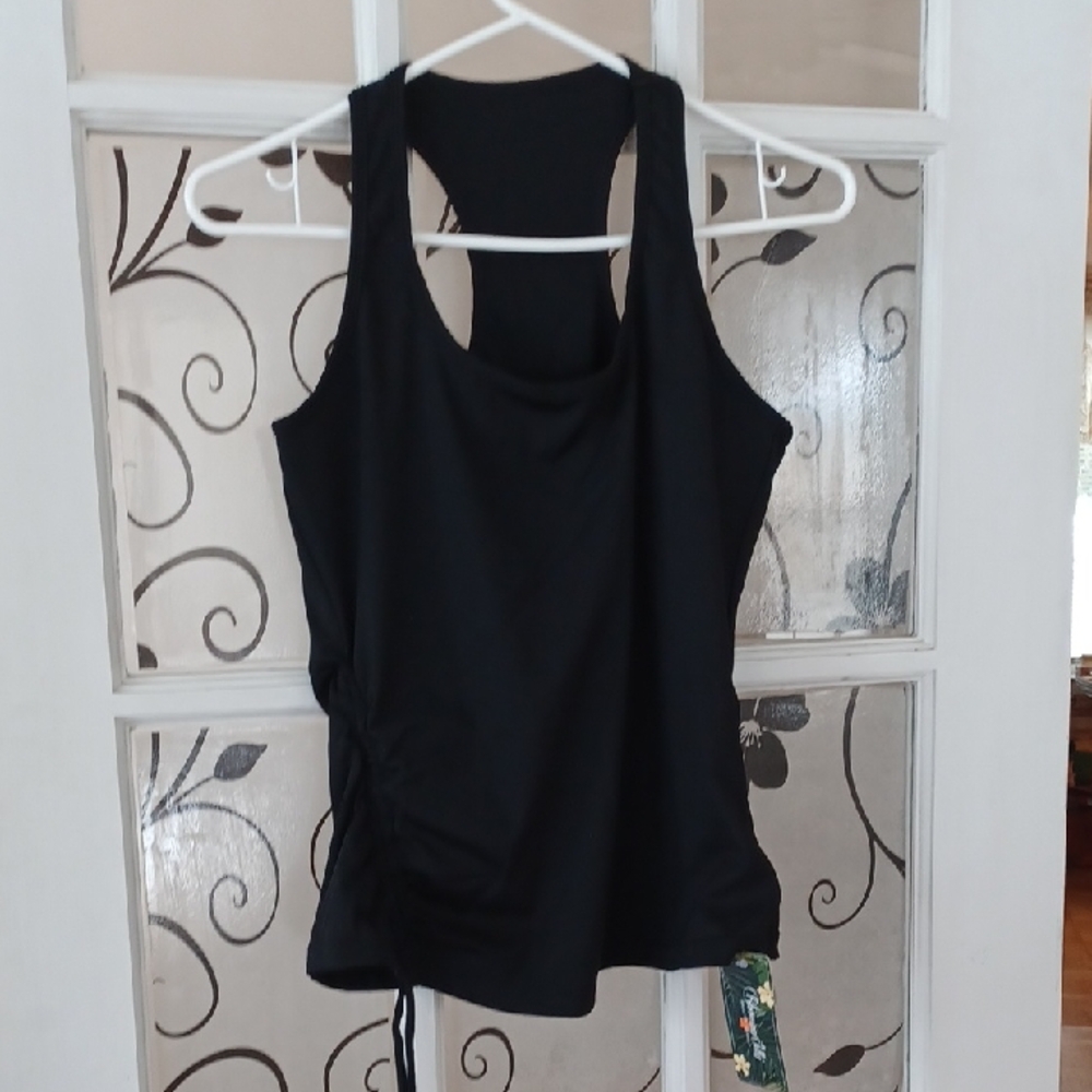 Black Women's Tank Swim Suit Top Size Small Racer Back